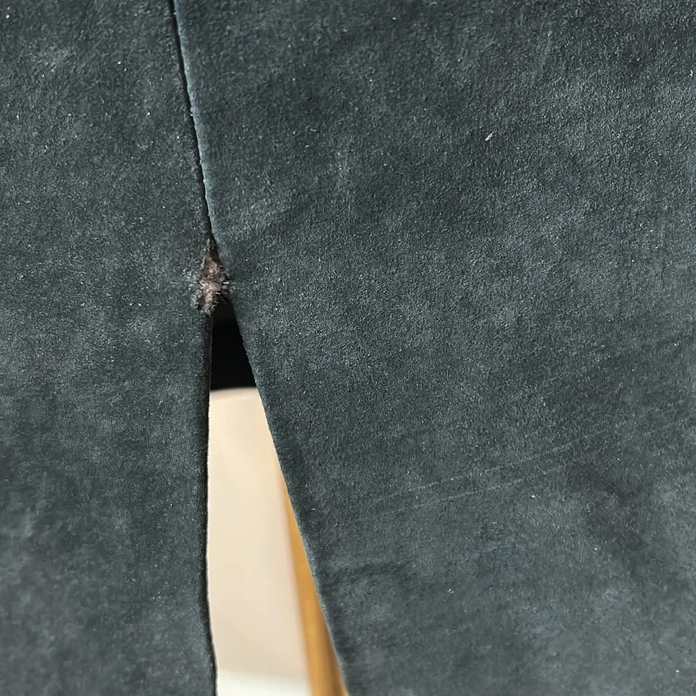 1980's Vintage Pia Rucci Flapper Fringe Suede Sheath Dress Statement Shoulders - Picture 11 of 14